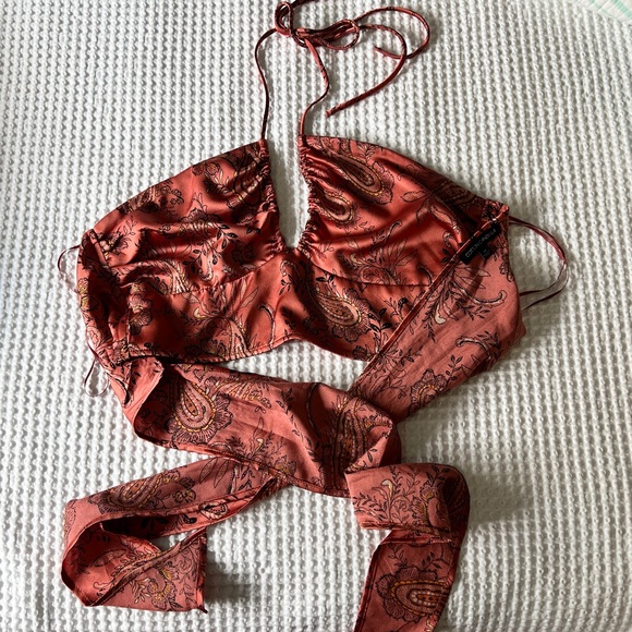 Cotton Candy LA Tie Crop Top - Picture 1 of 6